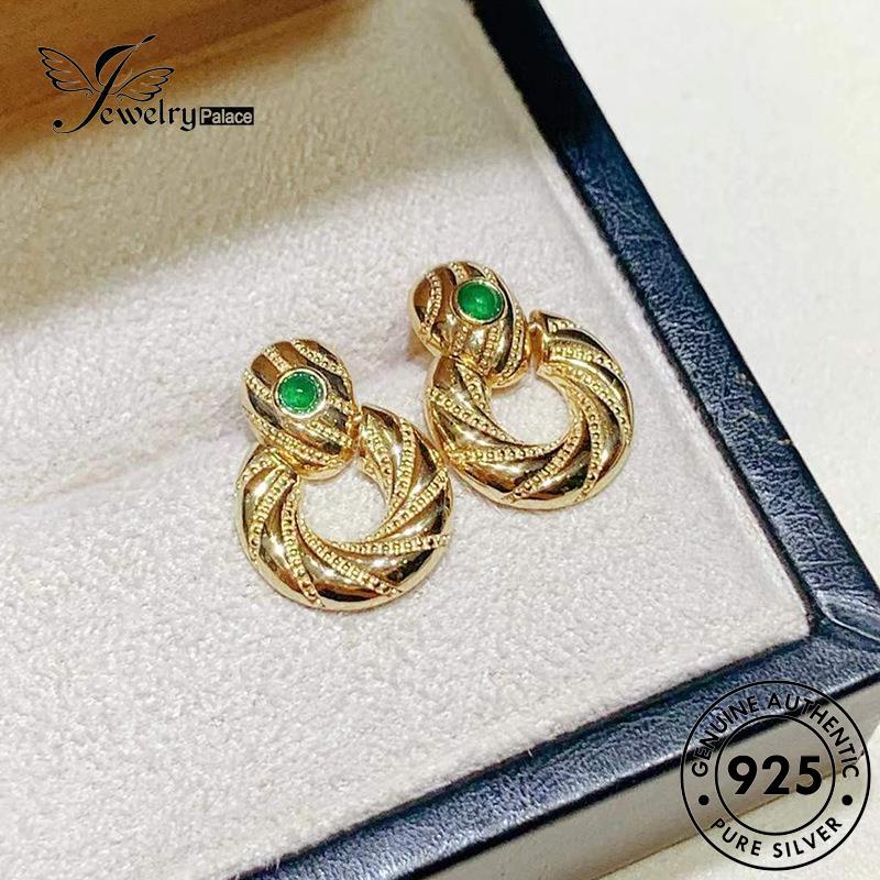 Jewelrypalace Anting Perak Tusuk Wanita Asli Serpentine Gold Emerald925 E1260