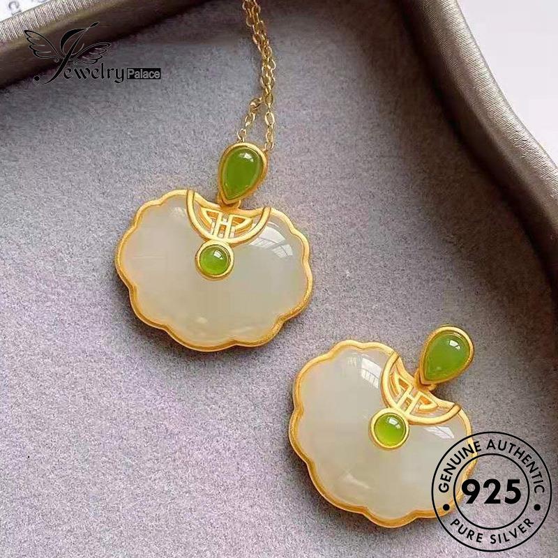 Jewelrypalace Original Kalung Panjang Umur Wanita Perak Fashion Lock925 Giok N63