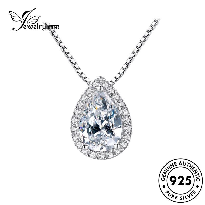 Jewelrypalace Perak Drop Asli Wanita925 Kalung Berlian Moissanite Fashion N68