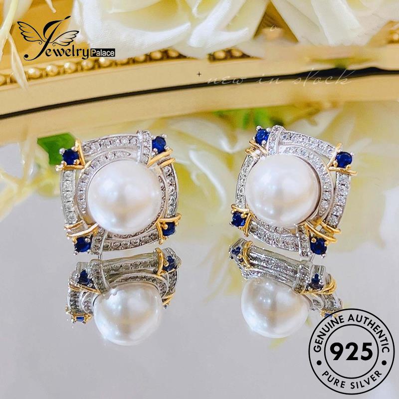 Jewelrypalace Asli Tusuk925 Perak Wanita Anting Bulat Mutiara E1304