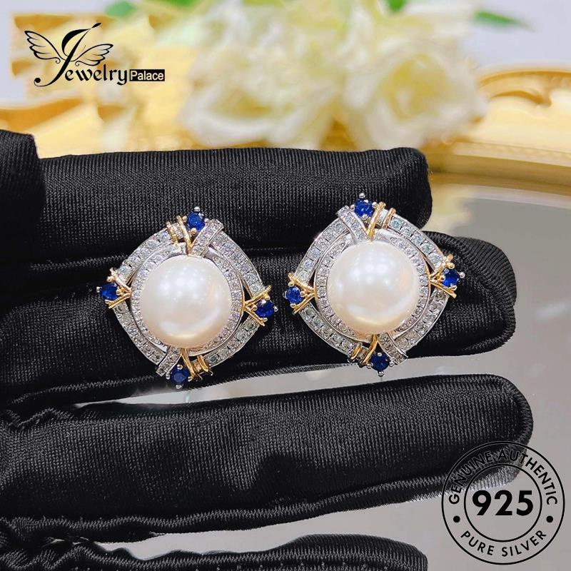 Jewelrypalace Asli Tusuk925 Perak Wanita Anting Bulat Mutiara E1304