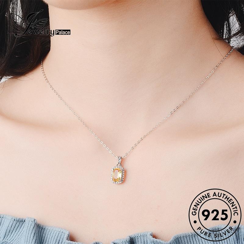 Jewelrypalace Kalung Simple Asli925 Emas Wanita Square Citrine Silver Berlian N743