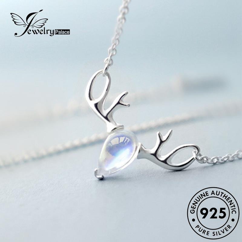 Jewelrypalace Perak Asli Kalung Tanduk Wanita925 Moonstone Simple N970