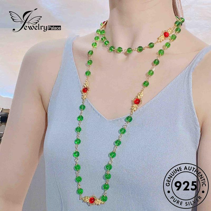 Jewelrypalace Fashion Wanita Manik-Manik Zamrud Perak925 Kalung Asli N1125