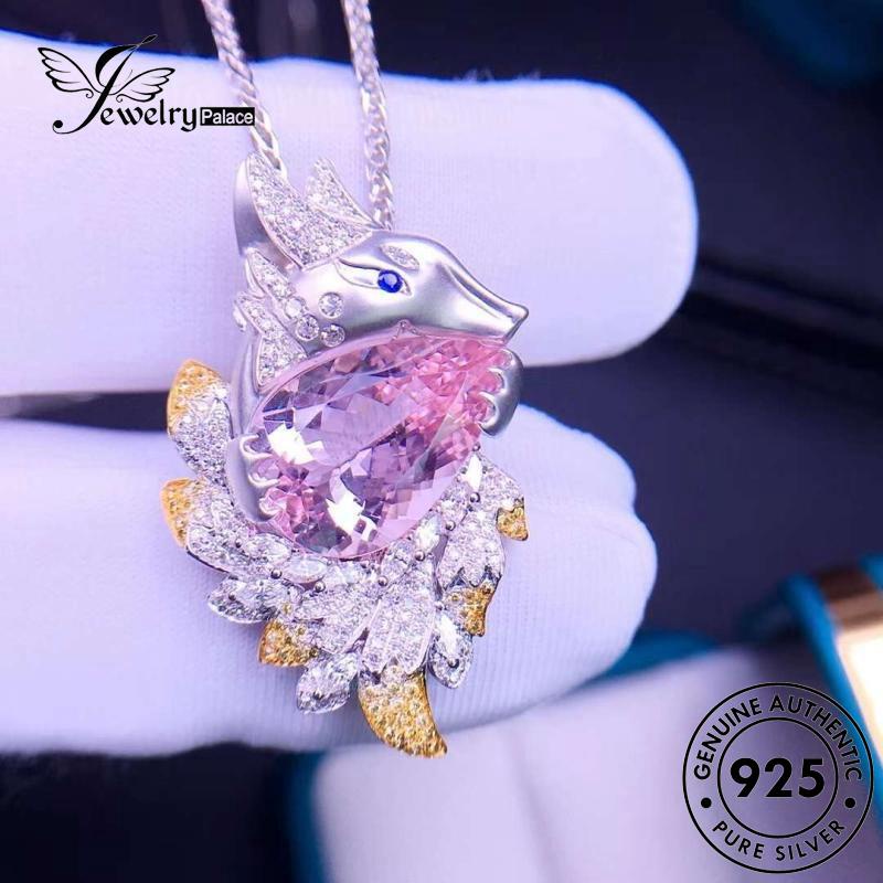 Jewelrypalace Kalung Perak Wanita Berlian Rubah Kreatif Pink Ekor Sembilan Asli925 Kristal N1199