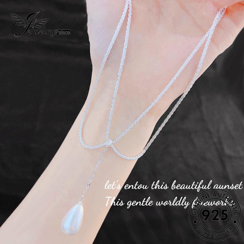 Jewelrypalace925 Wanita Perak Asli Starry Pearl Simple Necklace Sky N1149