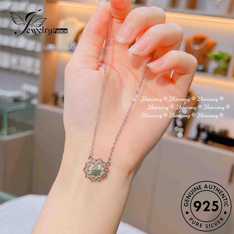 Jewelrypalace Kalung Perak925 Asli Kreatif Emerald Lace Wanita N1153