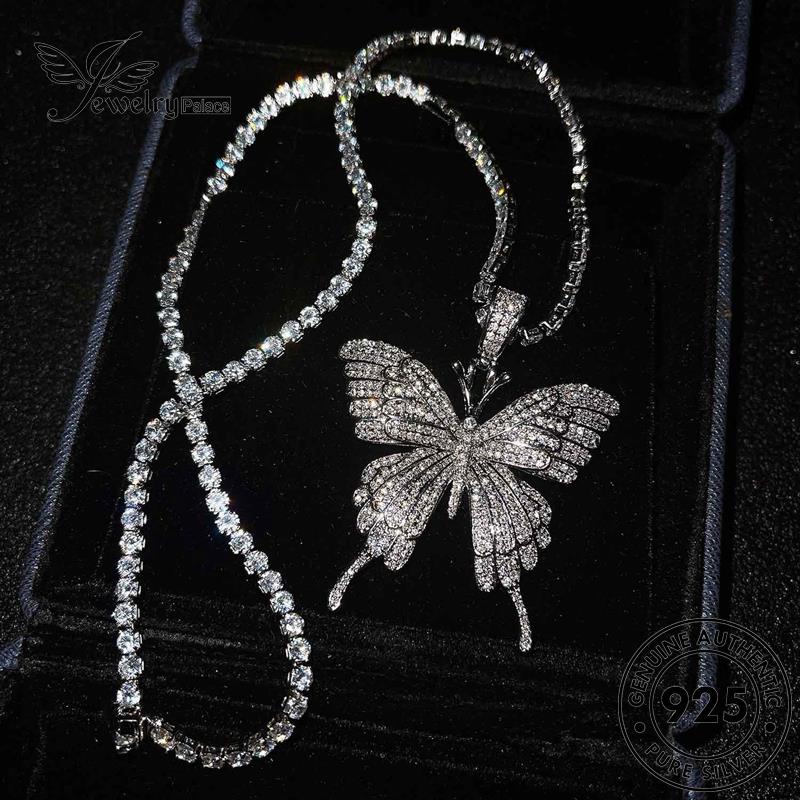 Jewelrypalace Kreatif Wanita Perak Moissanite Berlian925 Kalung Kupu-Kupu Asli N1251