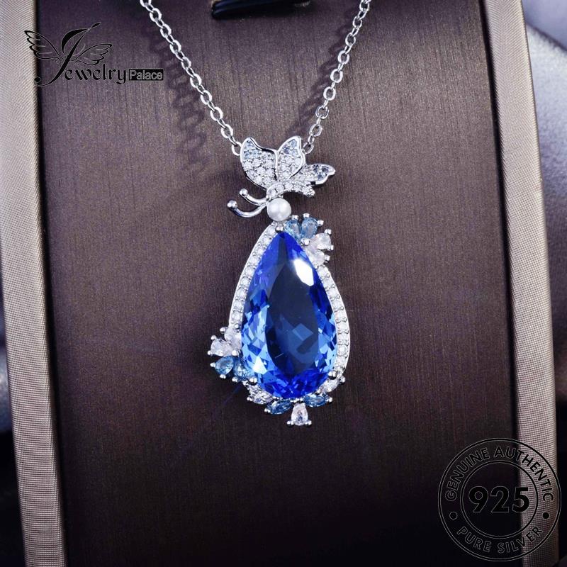 Jewelrypalace Fashion Perak Drop925 Safir Asli Wanita Kalung N1211