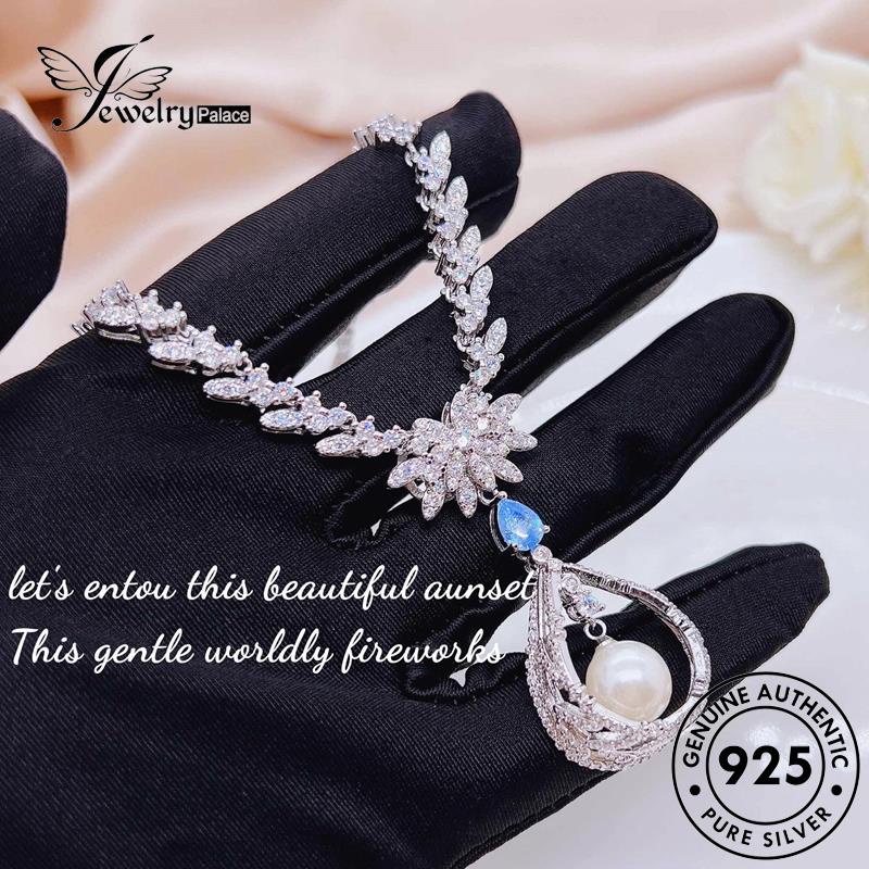 Jewelrypalace925 Kalung Berlian Mewah Wanita Silver Moissanite Original N1315