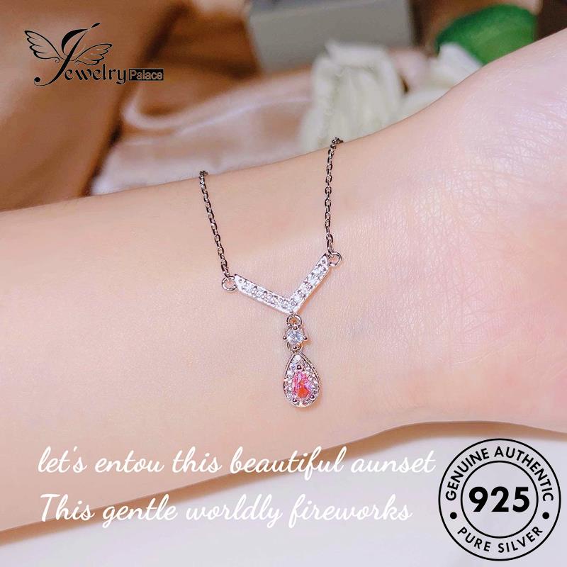 Jewelrypalace Kalung Sayap Perak Halus Kristal Asli Wanita Berlian Pink925 Malaikat N1319