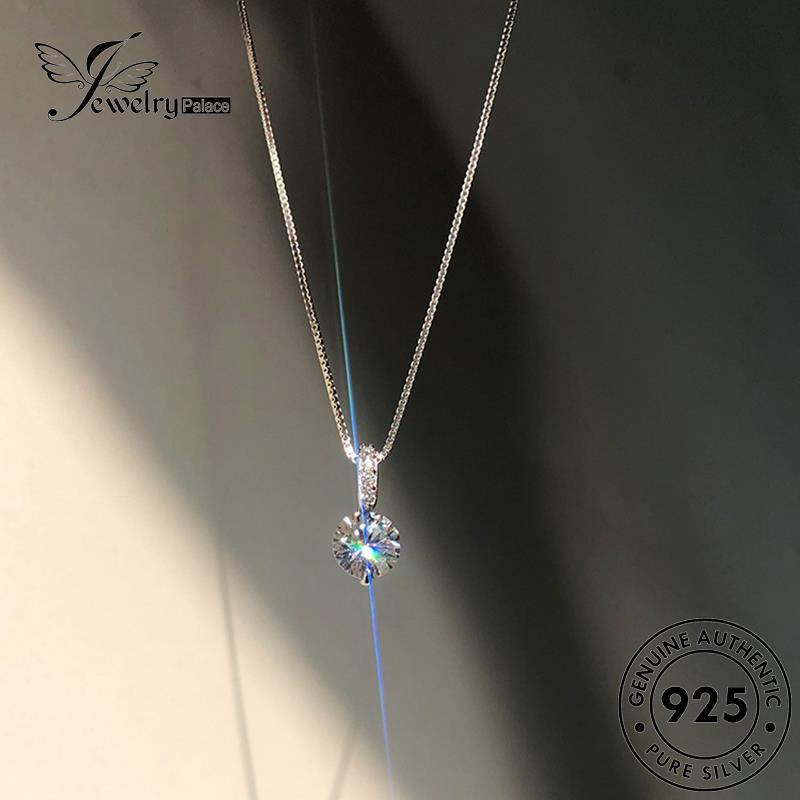 Jewelrypalace Moissanite Berlian Asli Kalung Simple Wanita925 Perak N1355