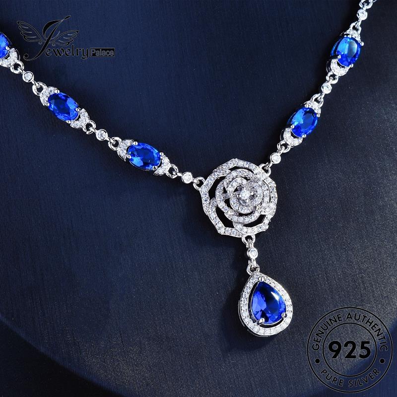 Jewelrypalace Kalung Asli925 Wanita Camelia Fashion Safir Perak N1360