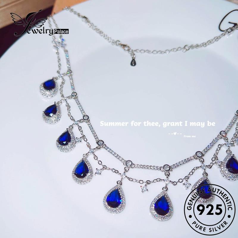 Jewelrypalace Sapphire Kalung Fashion Wanita925 Tetes Perak Asli N1379