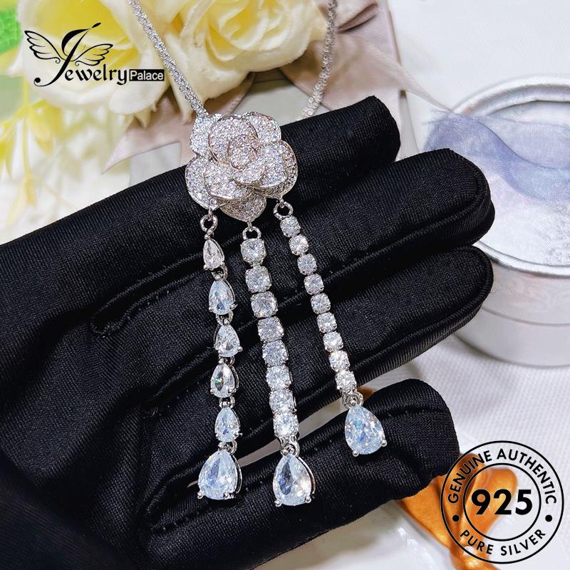 Jewelrypalace Perak Asli Moissanite Camelia Wanita Kalung Berlian925 Fashion N1337