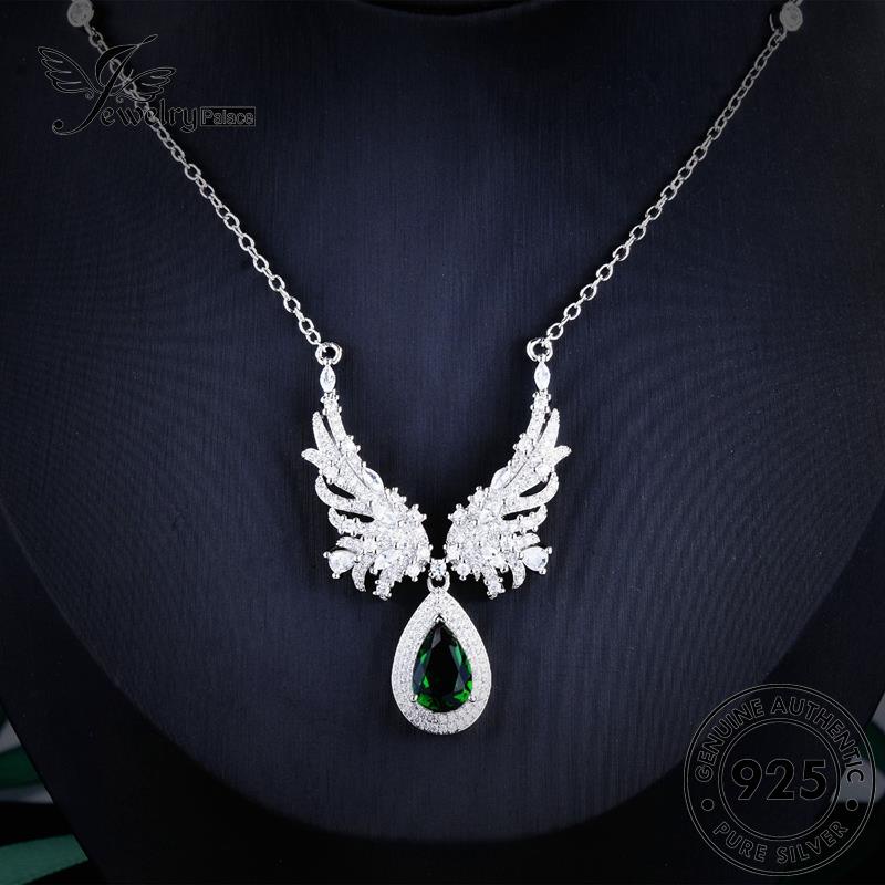 Jewelrypalace Wanita Emerald Asli Perak925 Kalung Sayap Modis N1339