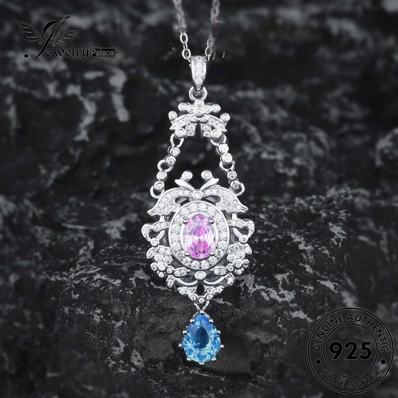 Jewelrypalace Kalung925 Pink Berongga Perak Berlian Wanita Indah Kristal Asli N1565