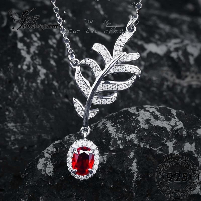 Jewelrypalace Feather Silver Ruby Kalung Asli925 Wanita Kreatif N1569