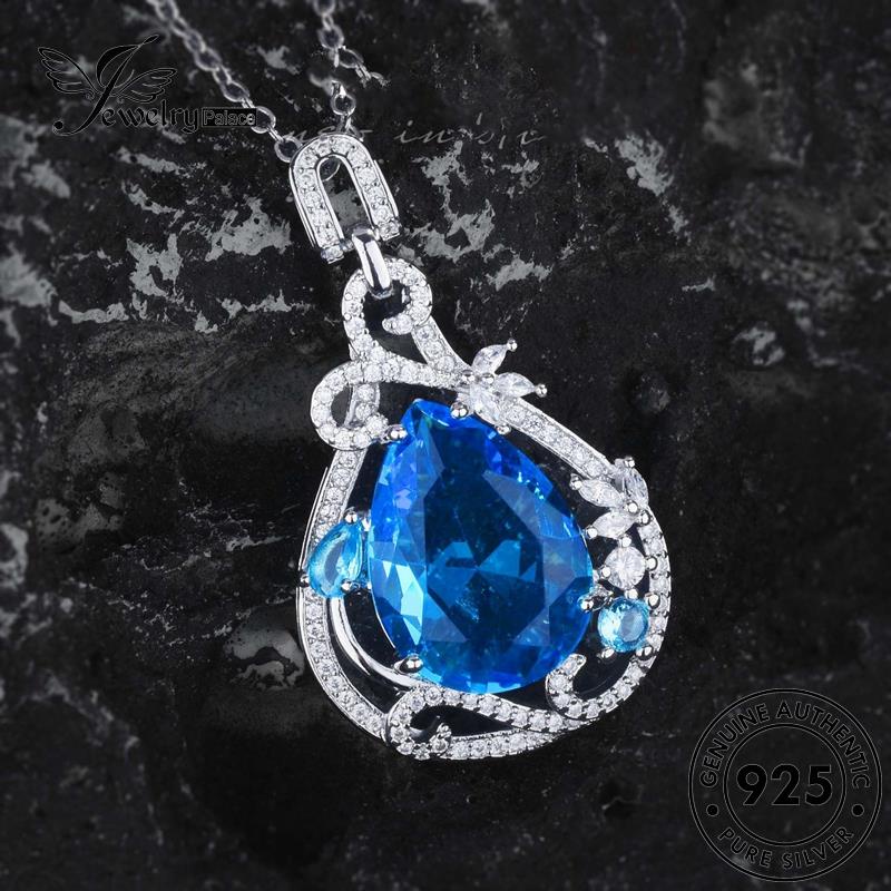 Jewelrypalace Sapphire Water Original Kalung Tetes925 Perak Wanita Kreatif N1586