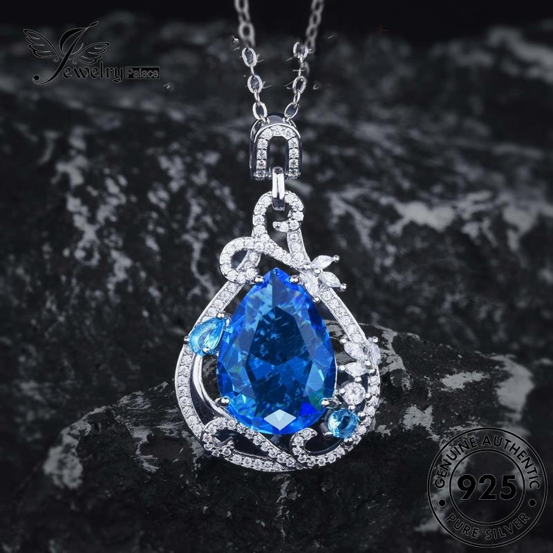 Jewelrypalace Sapphire Water Original Kalung Tetes925 Perak Wanita Kreatif N1586