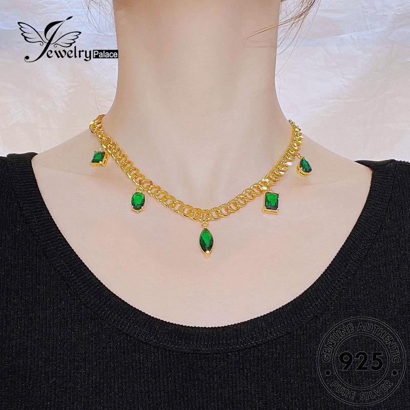 Jewelrypalace Perak925 Wanita Vintage Asli Kalung Emerald N1589