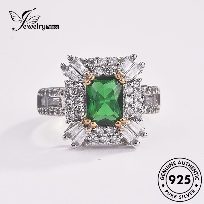 JEWELRYPALACE Cincin Silver Square Murni Perhiasan 925 Sterling Nikah Aksesori Kawin Retro korea Asli Wanita Perak Emerald Silver Original R55