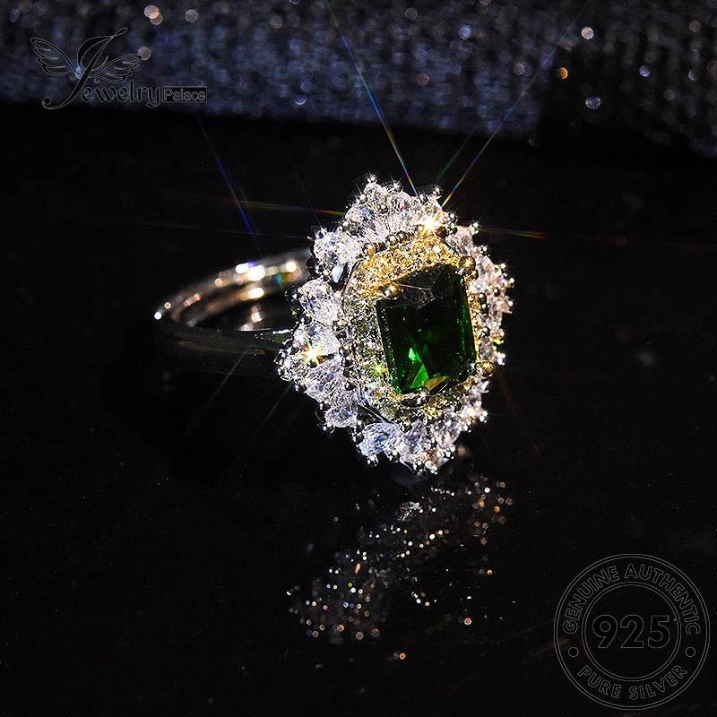 JEWELRYPALACE Kawin Wanita Original Emerald Cincin Silver Asli 925 Retro Perhiasan Perak Nikah Square Murni Sterling korea Silver Aksesori R179