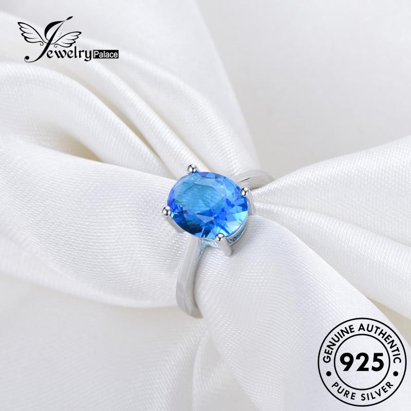 JEWELRYPALACE Sapphire Asli Oval Perak Nikah Sterling Perhiasan Cincin Aksesori Original 925 Vintage korea Silver Wanita Silver Murni Kawin R301