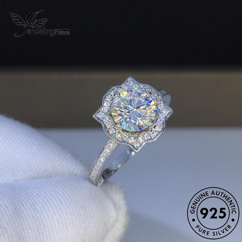 JEWELRYPALACE Fashion Square Diamond Sterling Murni Silver Aksesori Silver Wanita Cincin Original Nikah korea Moissanite 925 Kawin Asli Perak Perhiasan R310