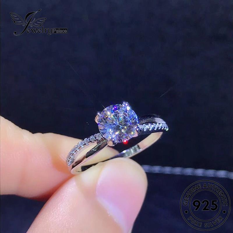 Jewelrypalace Cincin Moissanite Klasik Wanita925 Cakar Empat Berlian Perak Asli R366