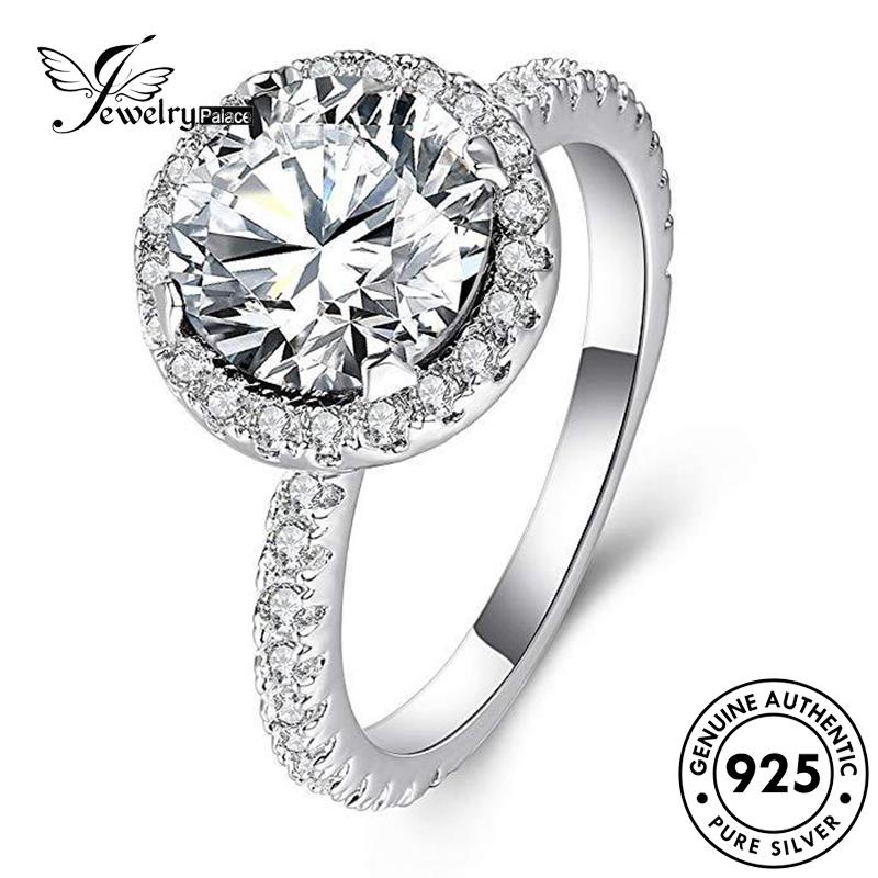 JEWELRYPALACE Sterling Pasangan Cincin Gold Moissanite Personality Round Asli Perak korea Couple Kawin Original Nikah Diamond Silver Perhiasan Murni Aksesori Silver 925 R668