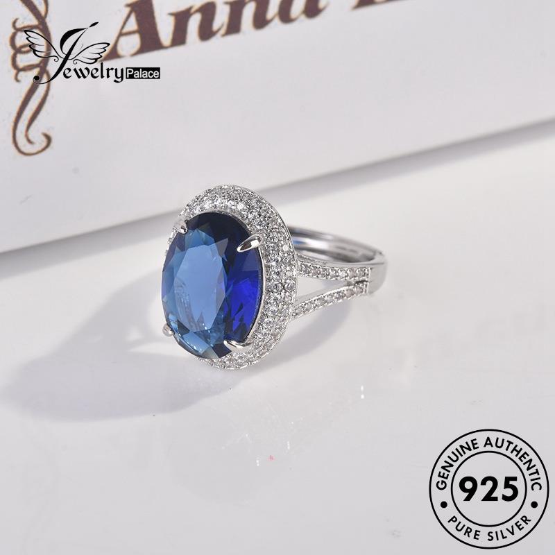 JEWELRYPALACE Cincin 925 Oval Asli Sapphire Nikah Aksesori Classic Sterling korea Perak Original Kawin Silver Murni Wanita Silver Perhiasan R798