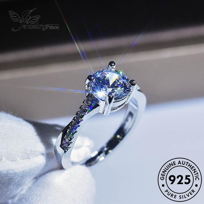 JEWELRYPALACE Original Kawin Moissanite 925 Perak Silver Nikah Claws Four Perhiasan Sterling Simple Wanita Murni Silver Cincin Diamond Asli korea Aksesori R1012