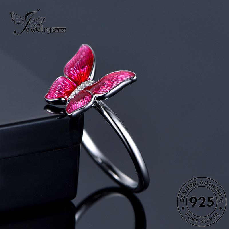 JEWELRYPALACE Silver Personality Silver Cincin Wanita Moissanite Murni Asli Aksesori Butterfly Perak Original Nikah Diamond korea Kawin Perhiasan 925 Sterling R962