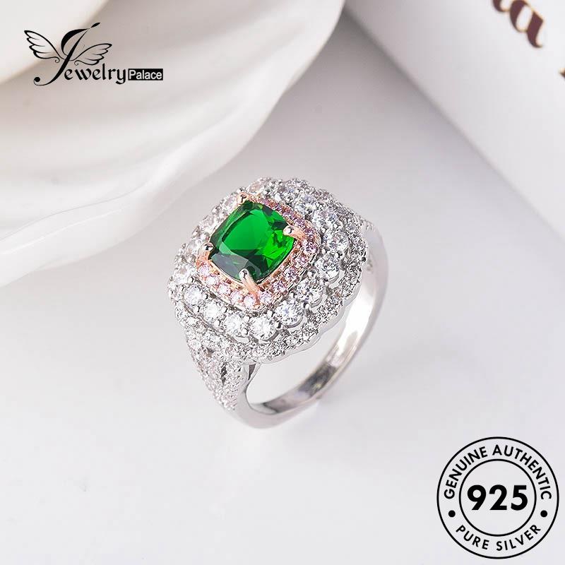 JEWELRYPALACE Creative Emerald Cincin Wanita Perhiasan Sterling Nikah Murni Asli Silver Original Perak Silver Aksesori Kawin 925 Square korea R1318