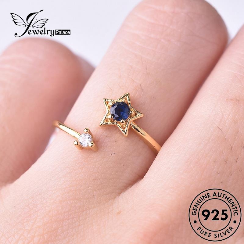 JEWELRYPALACE Perhiasan Star Cincin Silver Asli Original Aksesori Wanita 925 korea Murni Sterling Silver Kawin Nikah Perak Gold Personality Sapphire R1359