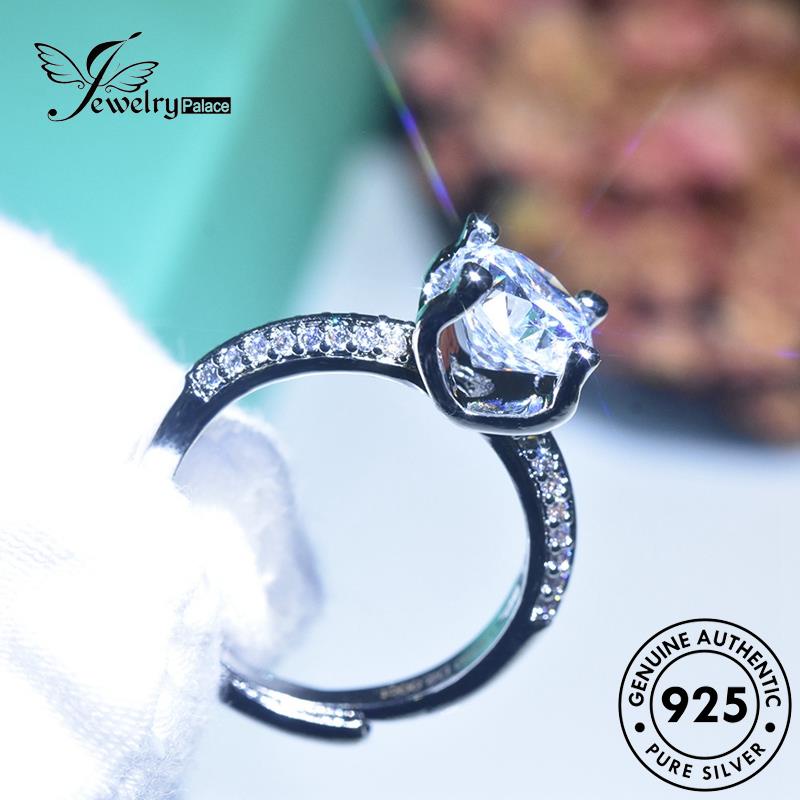 JEWELRYPALACE Moissanite Aksesori Classic Perhiasan Silver Original Cincin Murni Perak Kawin Nikah Horn Diamond Wanita 925 korea Asli Sterling Silver R1713