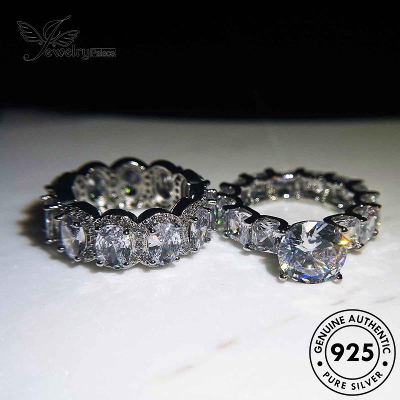 JEWELRYPALACE Original Cincin Couple Shiny Personality Silver Kawin Pasangan Silver korea Nikah Diamond Murni Aksesori 925 Asli Moissanite Perhiasan Sterling Perak R1854