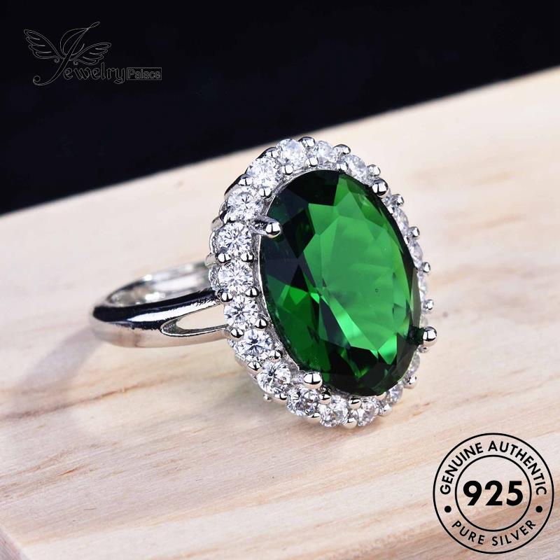 JEWELRYPALACE Silver Aksesori Emerald Asli Perhiasan Kawin Nikah Perak Oval 925 Original Sterling Cincin Wanita Classic Silver Murni korea R1867