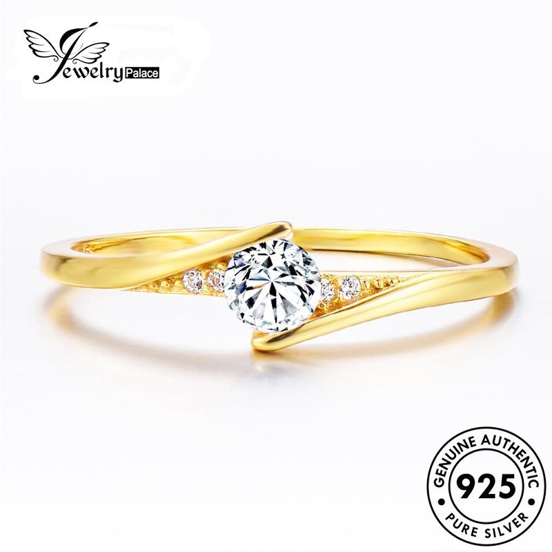 JEWELRYPALACE Kawin Wanita Nikah Asli Silver 925 Murni Diamond Original Aksesori Gold Perak Moissanite korea Cincin Silver Perhiasan Simple Sterling R1903