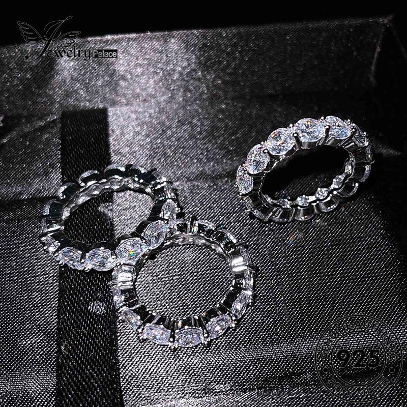 JEWELRYPALACE 925 Aksesori Row Silver Murni Nikah Original Sterling Asli Perak korea Kawin Cincin Diamond Wanita Moissanite Silver Perhiasan Individual R1907
