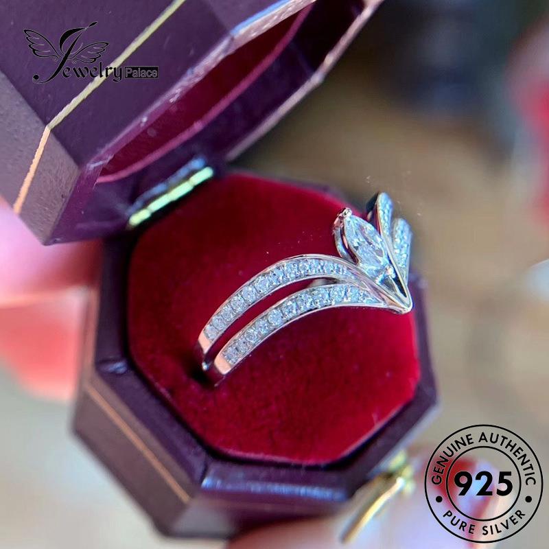 JEWELRYPALACE Sterling Silver Diamond 925 Cincin Wanita Nikah V Silver Moissanite Perak Perhiasan korea Fashion Shape Murni Kawin Aksesori Original Asli R1962