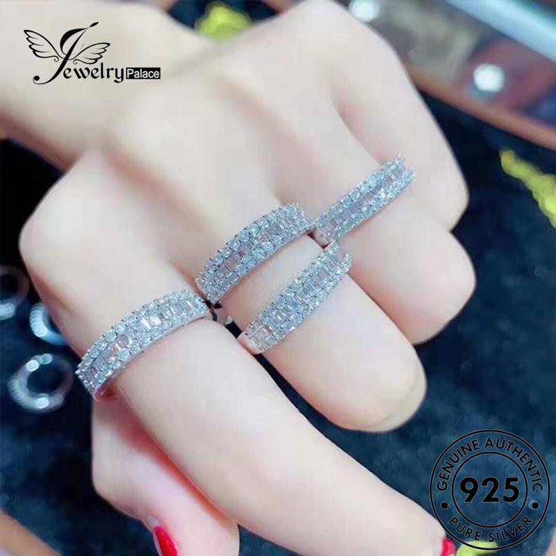 JEWELRYPALACE Diamond Aksesori Wanita Original Perhiasan Sterling Simple 925 Perak korea Moissanite Single Kawin Nikah Silver Silver Asli Row Cincin Murni R1993