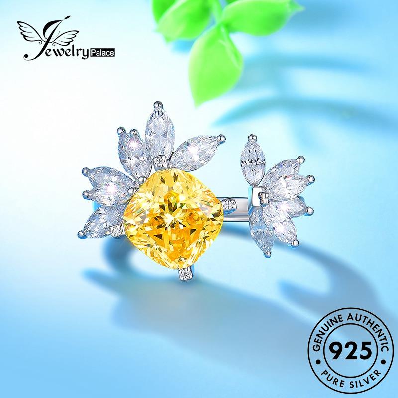 JEWELRYPALACE Perhiasan Perak Cincin Flowers Nikah Murni Kawin Citrine Original Creative Silver Sterling 925 Wanita Aksesori Asli korea Silver R2037