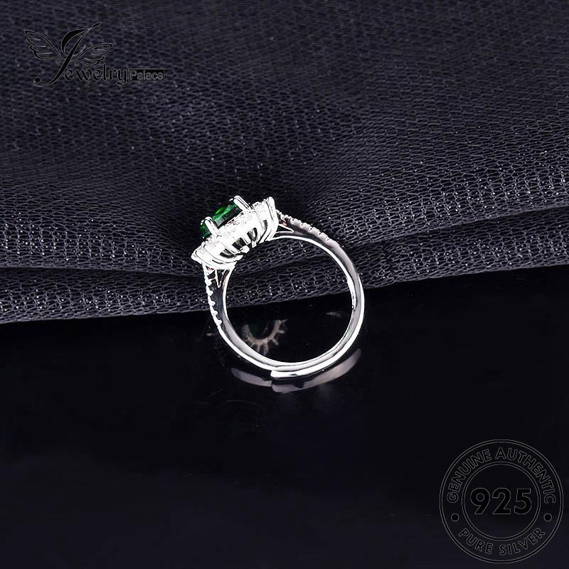 JEWELRYPALACE Oval Cincin Aksesori Murni Sterling Wanita Emerald Kawin Classic Original Silver Silver Nikah 925 Asli Perak Perhiasan korea R2069