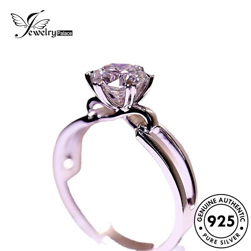 JEWELRYPALACE Silver Moissanite 925 Diamond Classic Nikah Six Kawin Perak Sterling Asli Silver Cincin Aksesori Wanita Claw Perhiasan Murni Original korea R1999