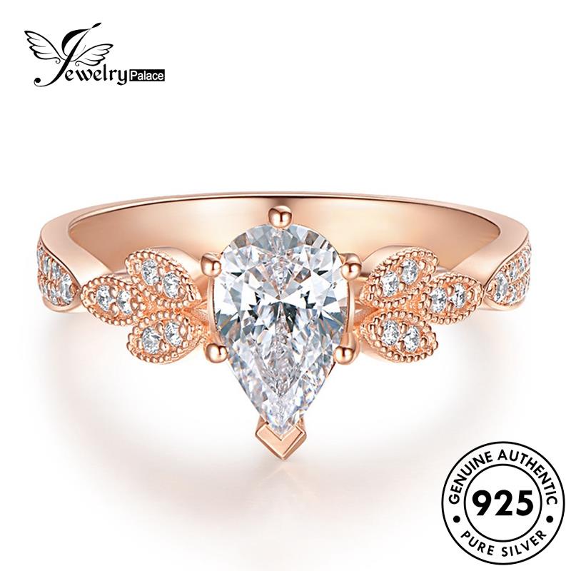 JEWELRYPALACE Asli Sterling Perak korea Gold Kawin Diamond Classic Aksesori Silver Nikah Perhiasan Moissanite Wanita Original Cincin Silver Teardrop 925 Murni R2000