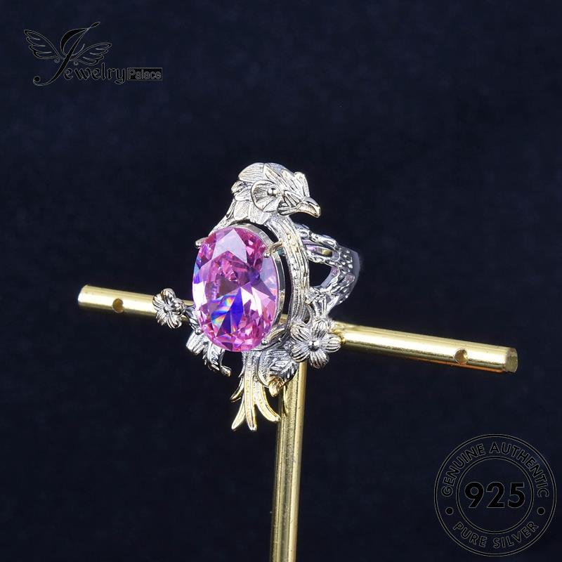 JEWELRYPALACE Silver Perhiasan Retro Sterling Crystal Asli korea Aksesori Kawin Perak Nikah Diamond Original Wanita Silver 925 Cincin Eagle Murni Pink R2115