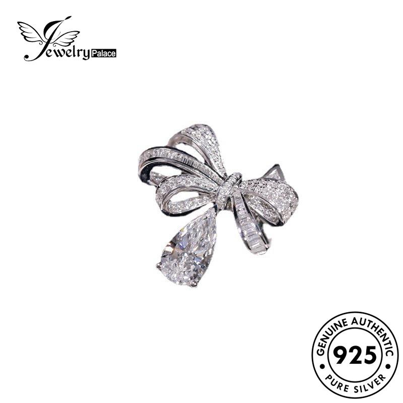 JEWELRYPALACE Silver Aksesori 925 Kawin Silver Nikah Murni Sterling Bow Diamond Perhiasan Creative Cincin Original Wanita Moissanite korea Perak Asli R2160