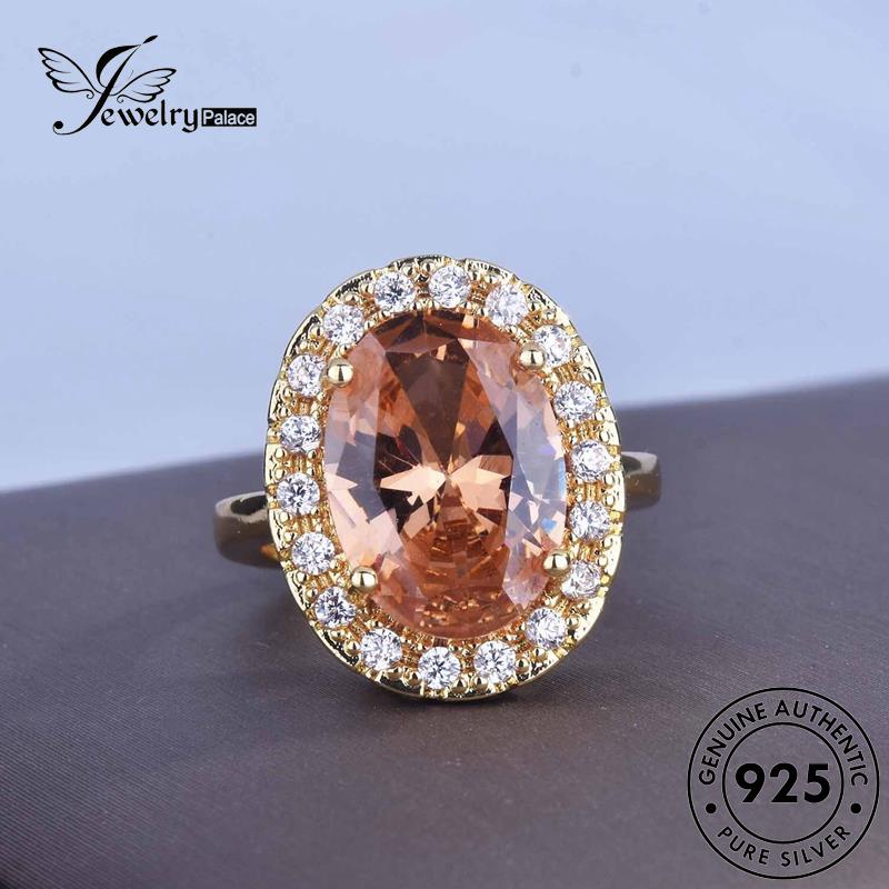 JEWELRYPALACE Silver Perak Citrine Asli Wanita Classic Kawin Nikah Oval Perhiasan Gold Original Silver Aksesori Sterling Cincin korea Murni 925 R2170